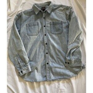 CE Schmidt Workwear Shirt Denim Light Blue Long Sleeve Button Down XL